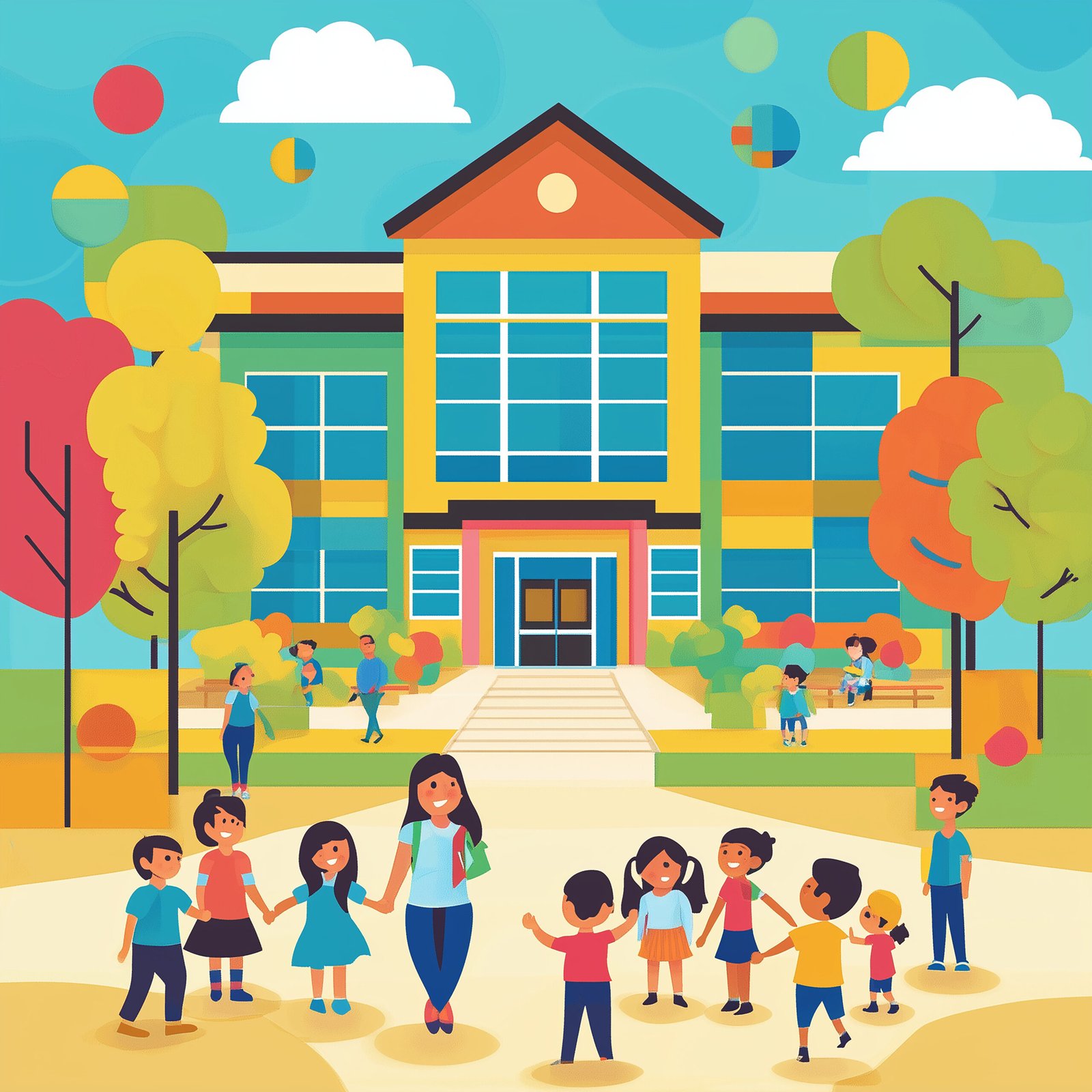 Students Learning with Teachers on a School Field Trip